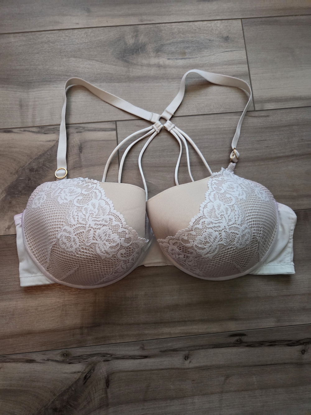 Cacique Cream Lace Strappy Demi Bra